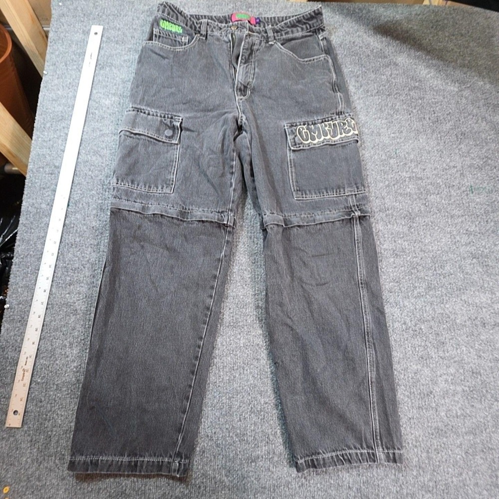 Empyre Pants Boys 12 Gray Cargo Convertible Zip Off Denim Relaxed Fit Utility